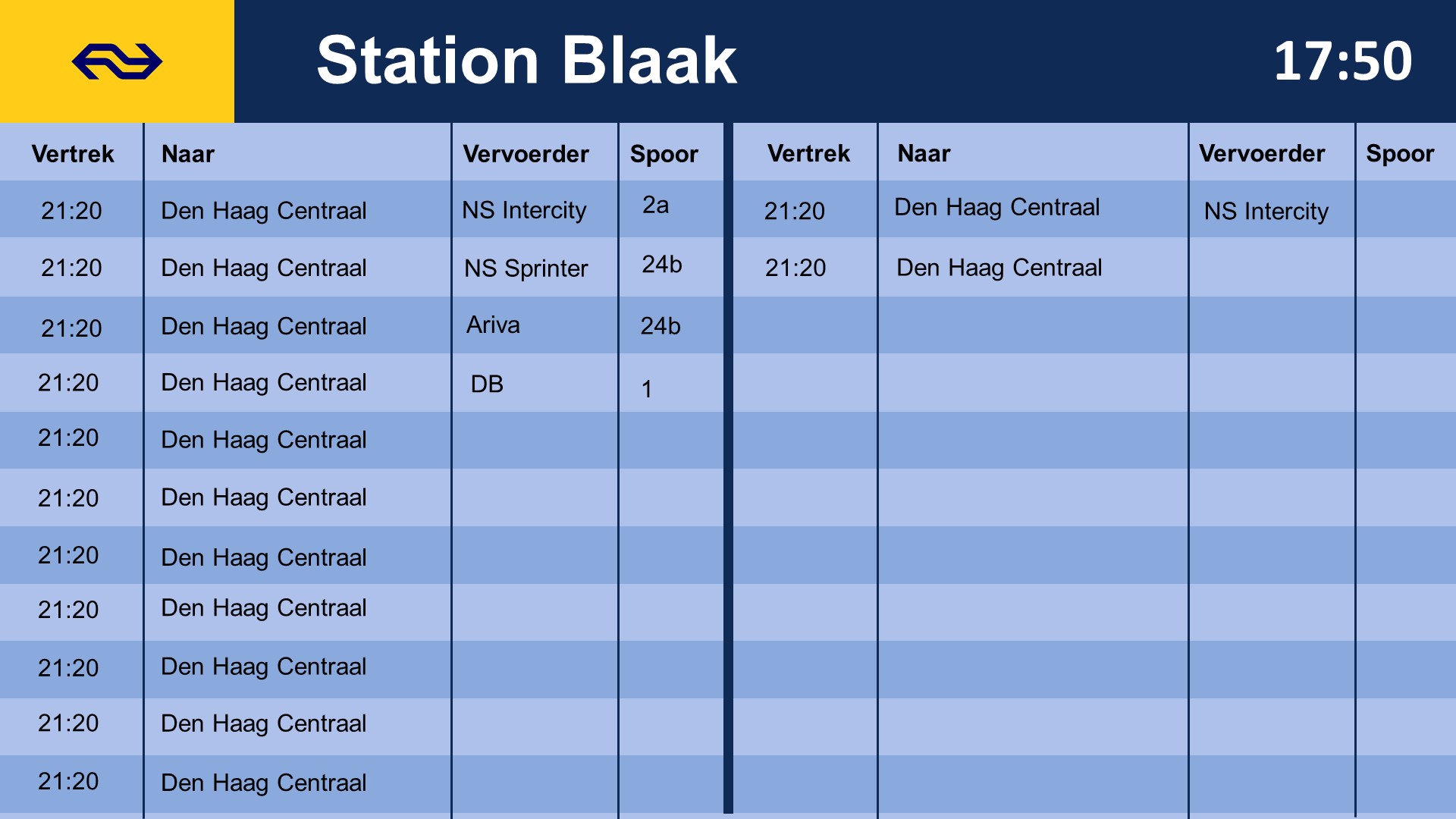 Trein Vertrektijden Op Uw Narrowcasting Beeldscherm Of TV